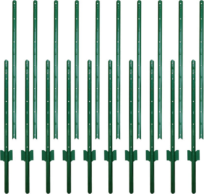 ARIFARO Sturdy Duty Metal Fence Posts 6 Feet assemblable,Pack of 10,No Digging Garden U Post for Wire Fencing Steel Poles for Yard, Outdoor