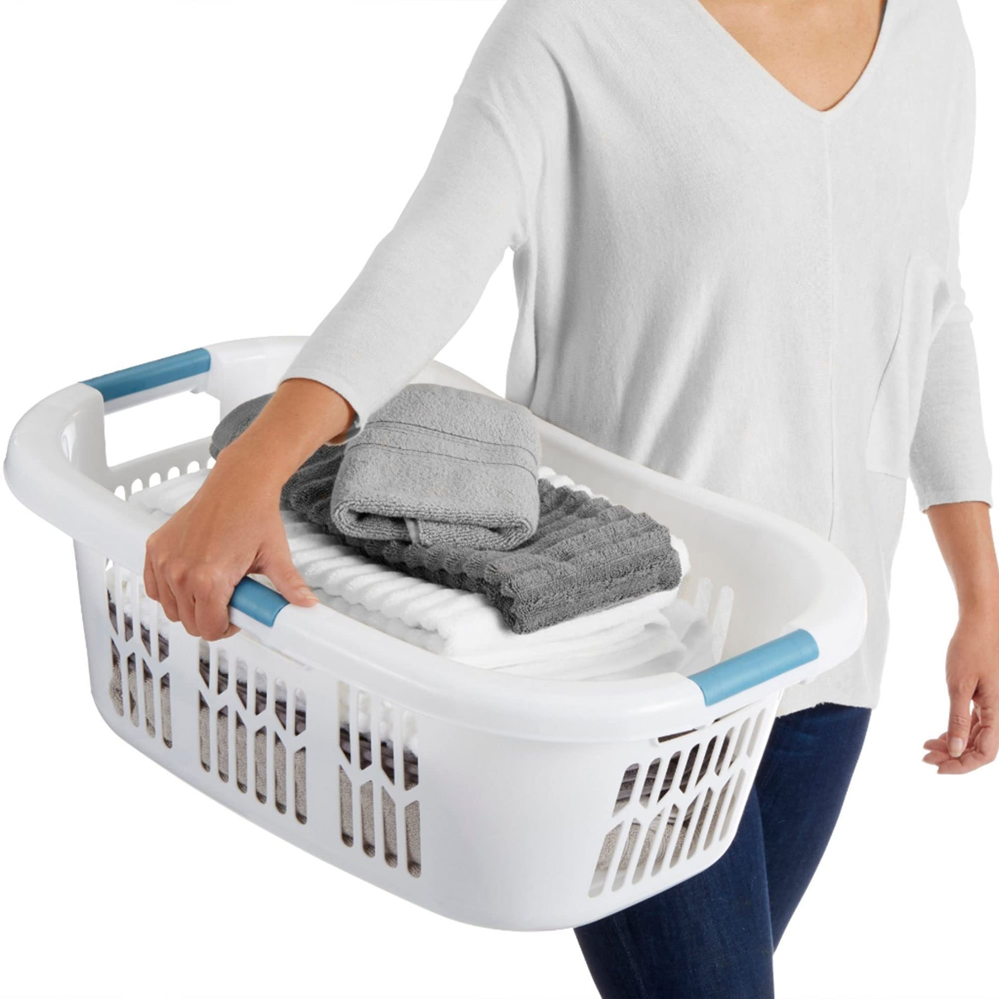 Rubbermaid Laundry Basket XL Hip-Hugger Basket 2.1-Bushel White Laundry