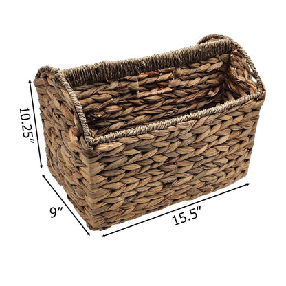 Vintiquewise Woven Wicker Magazine Basket Holder, Tall Narrow Vertical Magazine File Holder