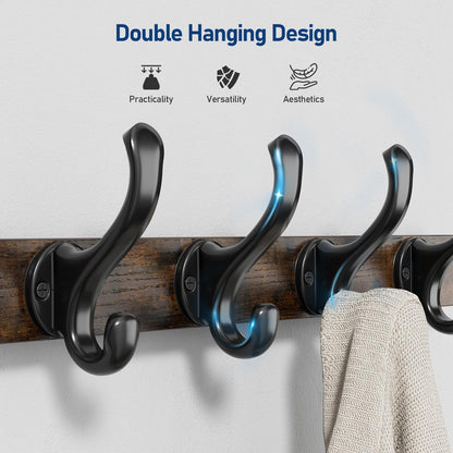 Tatub 20" Rustic Coat Rack Wall Mount with Shelf, Wall Hooks with Shelf, Heavy Duty Entryway