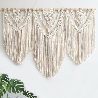 Achart Macrame Wall Hanging Large- Boho Wall Decor- large wall art- Wall Decor Living Room- Macrame Tapestry Boho Decor for Bedroom (Beige-C)