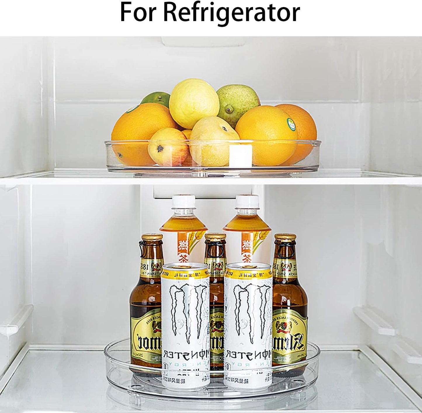 URALFA 9 Inch Lazy Susan Spice Rack Organizer, 360 Degree Rotating Round Lazy Susan Turntable for Cabinet, 2-Pack, Clear