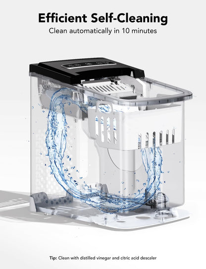 GoveeLife Smart Countertop Ice Makers, Portable Ice Maker Machine with Self-Cleaning, 6 Mins 9 Bullet Ice, 26lbs/24Hrs, Voice Remote for Home Kitchen Party Camping, with Ice Scoop Stainless Silver