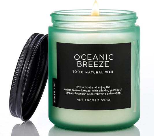 M&SENSE Candle Oceanic Breeze Scented Candle, Long Lasting Pineapple & Mango Scented Natural Soy