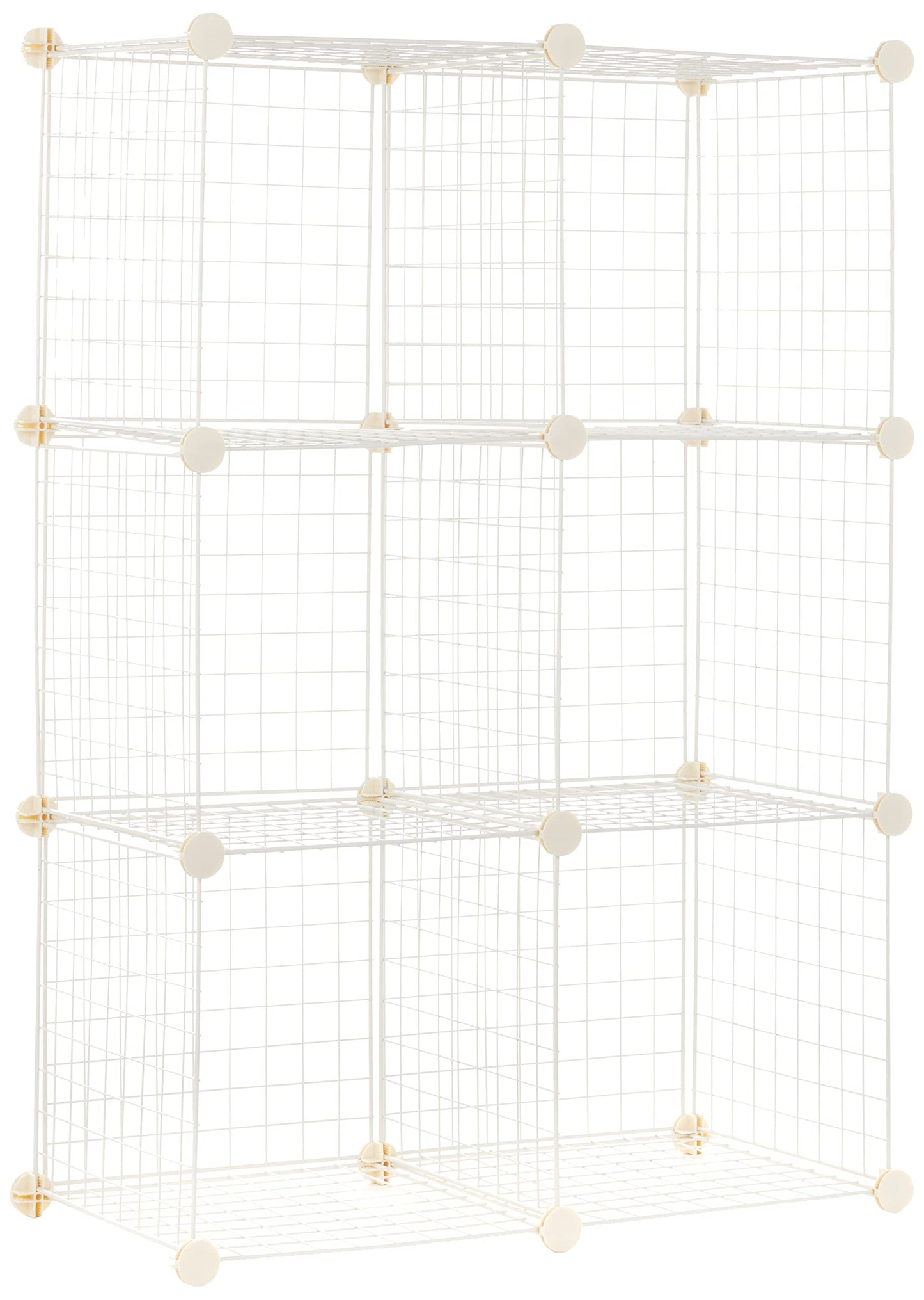 Amazon Basics 6 Cube Wire Grid Storage Organizer, Stackable Storage Cubes, Modular Closet Organizer