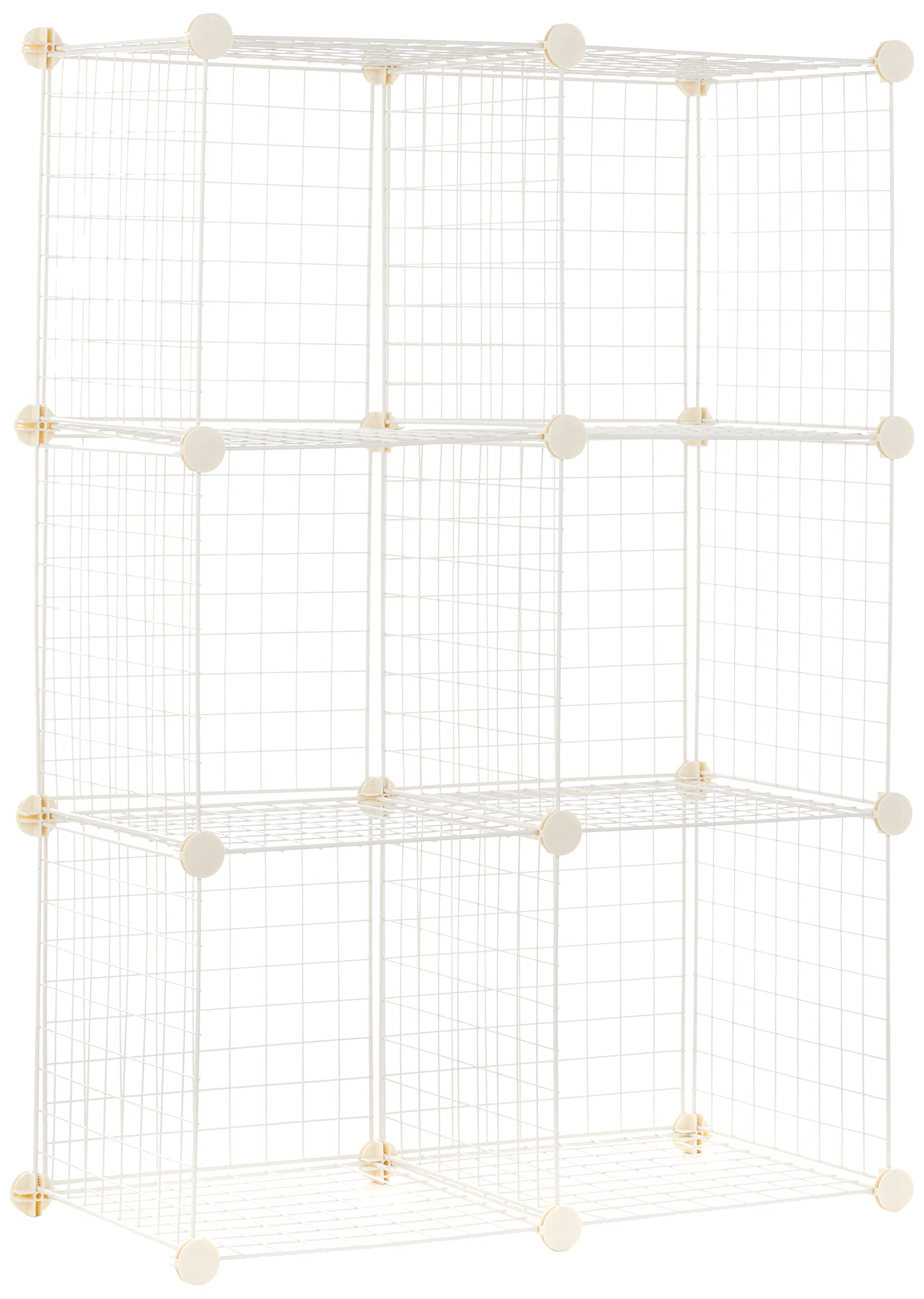 Amazon Basics 6 Cube Wire Grid Storage Organizer, Stackable Storage Cubes, Modular Closet Organizer