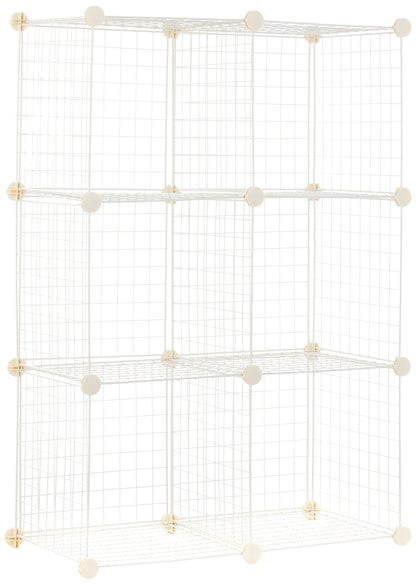 Amazon Basics 6 Cube Wire Grid Storage Organizer, Stackable Storage Cubes, Modular Closet Organizer