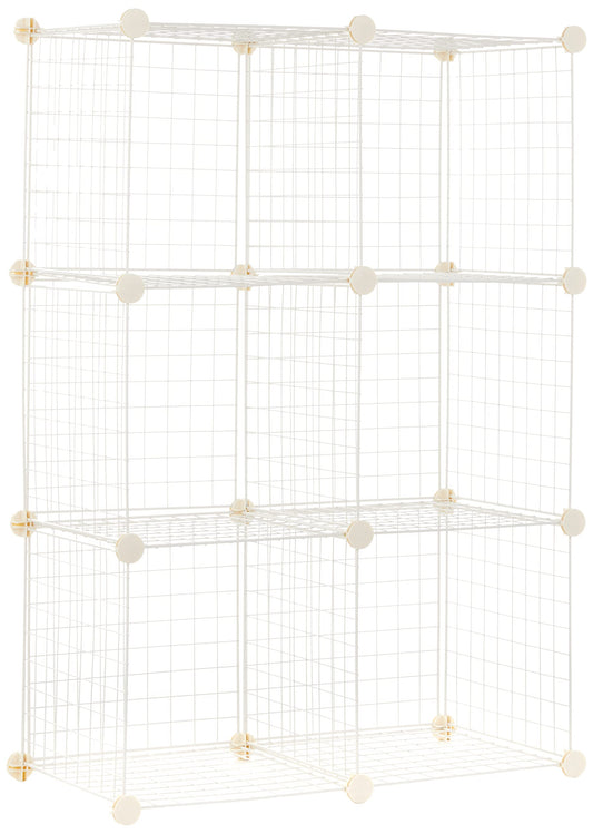 Amazon Basics 6 Cube Wire Grid Storage Organizer, Stackable Storage Cubes, Modular Closet Organizer
