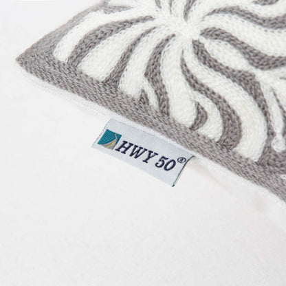 HWY 50 Grey Gray Decorative Lumbar Pillow Cover Rectangle 12x20 Inch (1 Piece), Embroidered Cotton Farmhouse Cushion Cover Pillow Case for Sofa Couch Living Room Bed, Minimalist Floral
