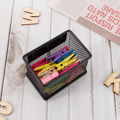 Black Basket Set of 4, Magnetic Pen Holder for Refrigerator, Heavy Duty Baskets, Holder for Locker Whiteboard Office, 3.42'' 2.36'' 2.55''