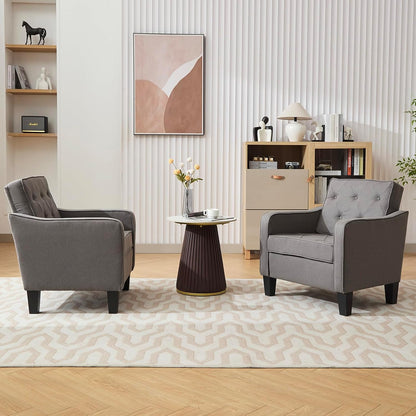 STHOUYN Living Room Chairs Accent Chairs Set of 2, Waiting Room Arm Chairs, Reading Chairs for Bedroom Comfy Club Chair Tufted, Office Small Space (2, Grey)
