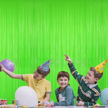 GOER 3.2 ft x 8.2 ft Metallic Tinsel Foil Fringe Curtains Party Photo Backdrop Party Streamers for Birthday,Graduation,New Year Eve Decorations Wedding Decor(5 Packs,Candy Lime Green)