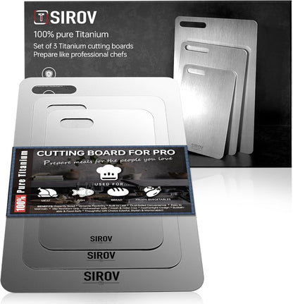 Titanium Cutting Board, 100% Pure Titanium Cutting Boards For Kitchen, Best Non Toxic titanium chopping board, Dishwasher safe, Hygiene and Durability for Meat, Fruit, and Vegetables (3PCS)