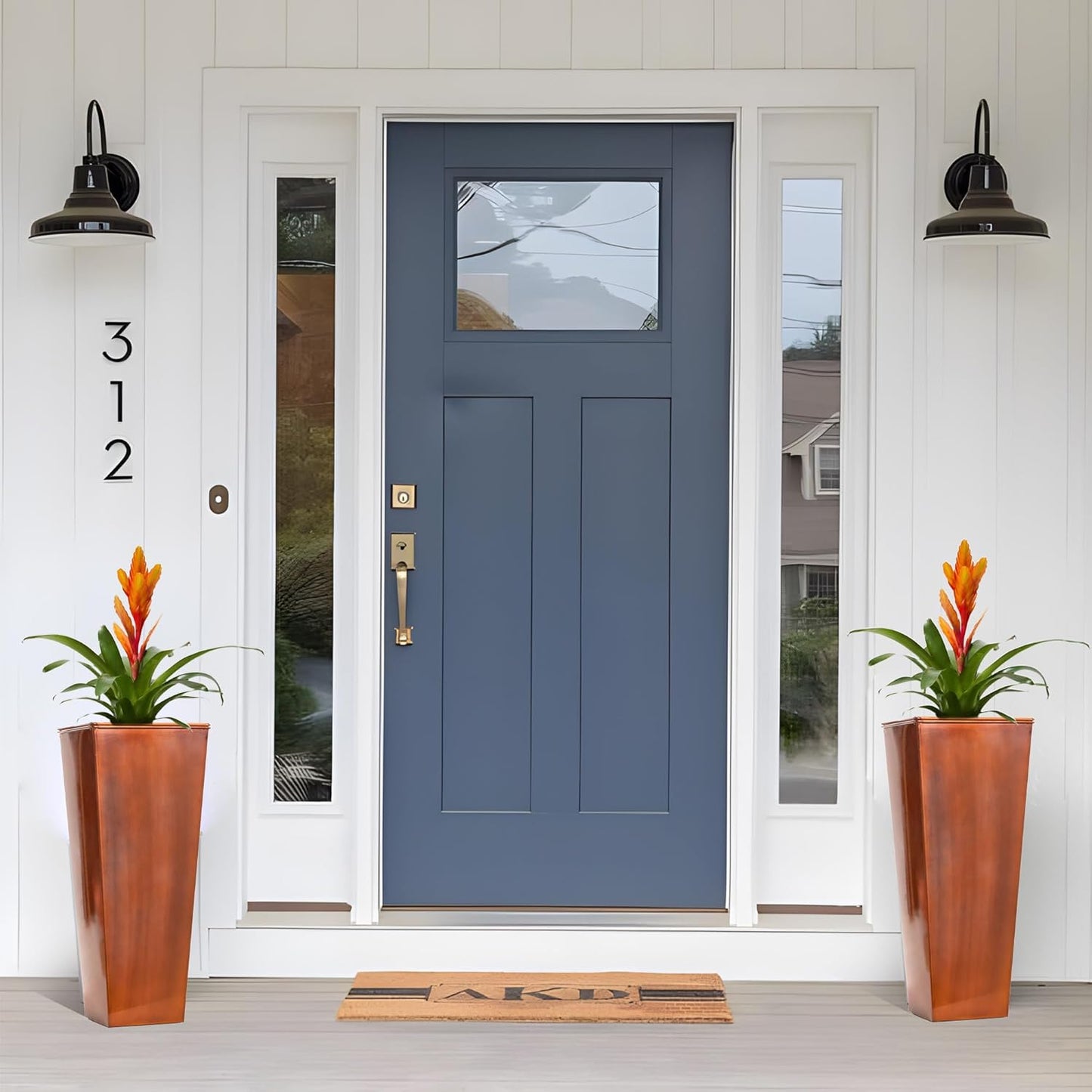 28in Tall Metal Copper Square Planter Galvanized Steel Metal Planters for Outdoor/Indoor/Patio Deck Garden Entrance Planter