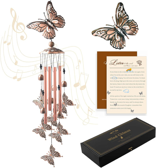 Wind Chimes for Outside, 33" Butterfly Wind Chimes Outdoor, Birthday Gifts for Women Mom Sister