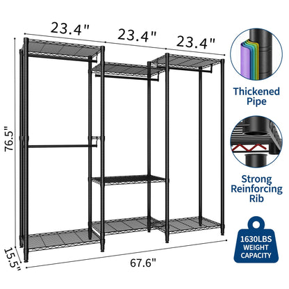 Garvee Clothes Rack Heavy Duty Freestanding 4 Hanging Rods Adjustable