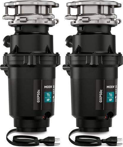 Moen Prep Series PRO 1/2 HP Continuous Feed Compact Garbage Disposal, Power Cord Included, GXP50C (Pack of 2)