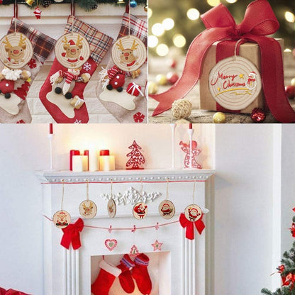 AerWo Natural Wood Slices Christmas Ornaments, 50 Pcs 2.7-3.1 Inches Small Wood Slices with Holes, Round Plain Wooden Circle Ornaments Blanks for DIY Crafts Unfinished Xmas Wooden Ornament