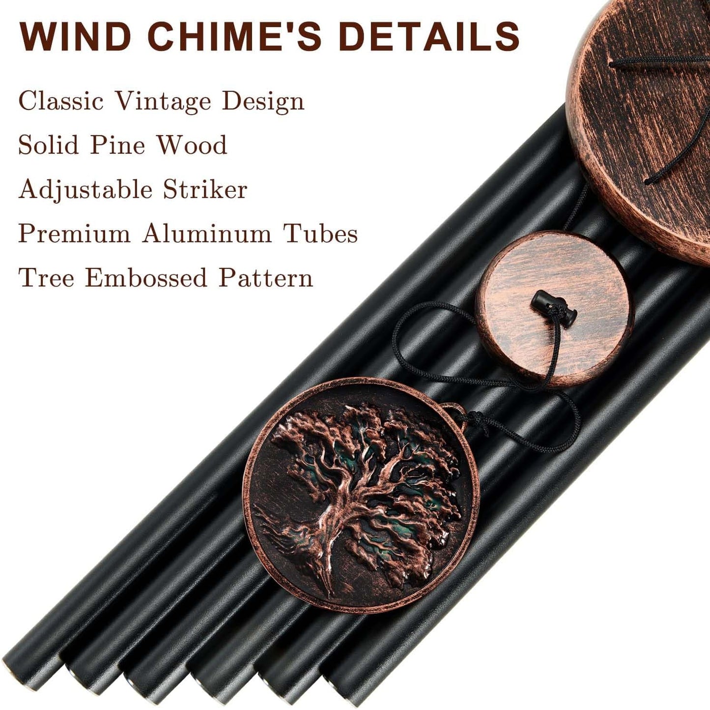 Memorial Wind Chimes for Loss of Loved One, Tree of Life Vintage Wind Chime for Outside