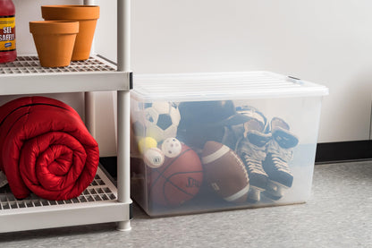 IRIS USA 132 Qt Stackable Storage Bins with Lids, Clear