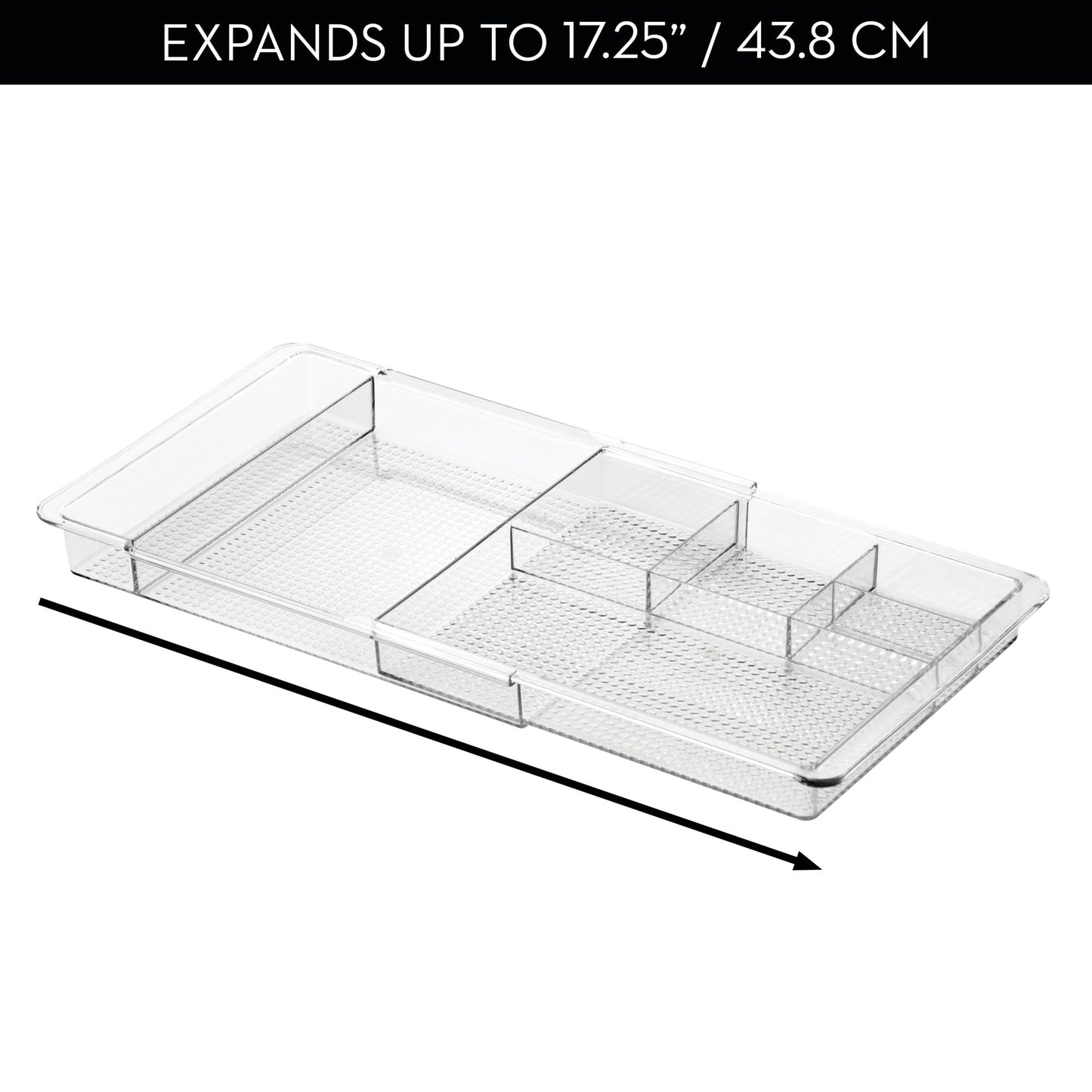 iDesign Expandable Makeup Drawer Organizer, Shallow Tray for Bathroom or Vanity Storage - Clear