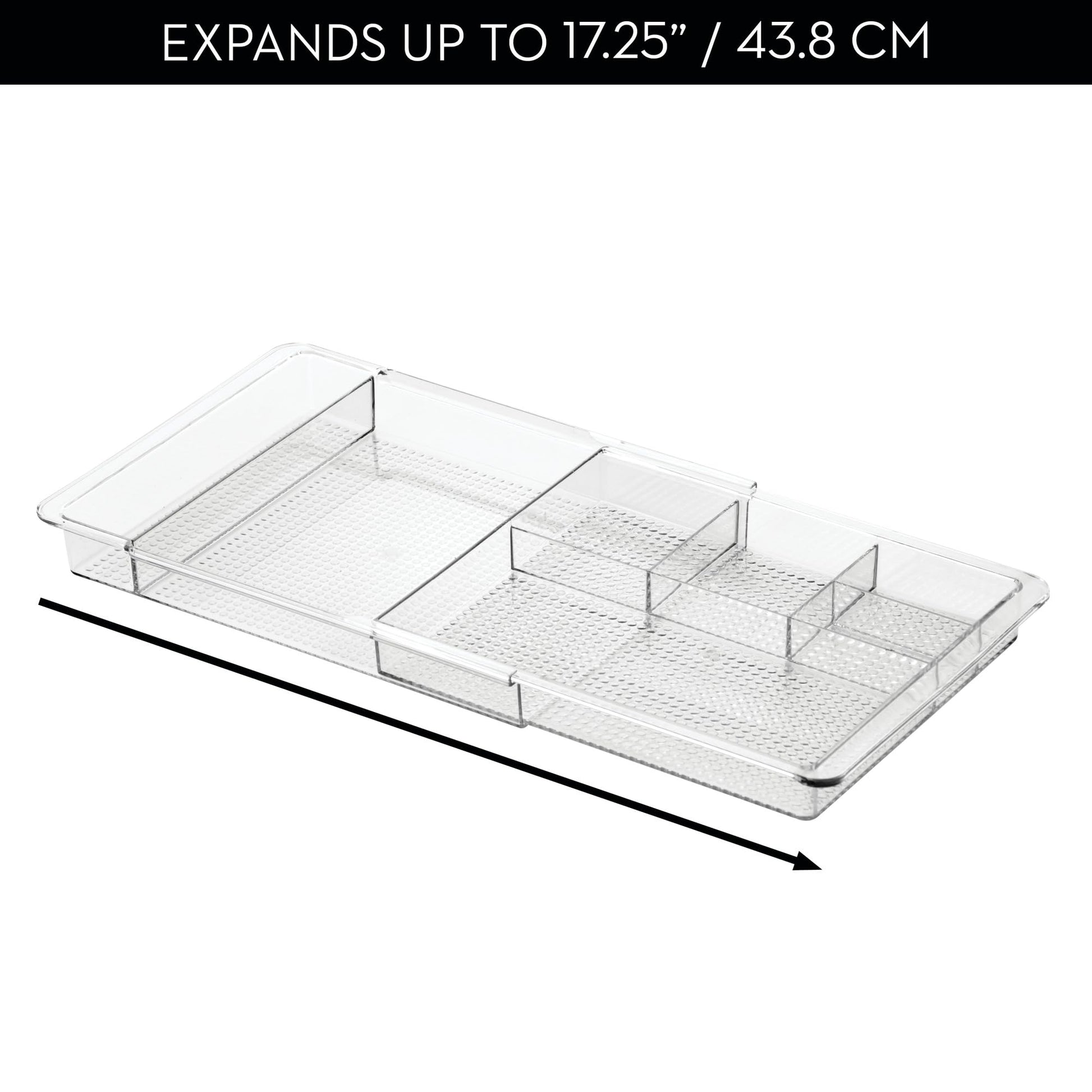 iDesign Expandable Makeup Drawer Organizer, Shallow Tray for Bathroom or Vanity Storage - Clear