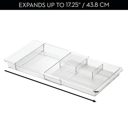 iDesign Expandable Makeup Drawer Organizer, Shallow Tray for Bathroom or Vanity Storage - Clear