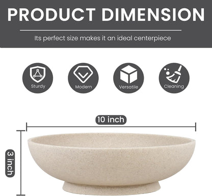 Large Decorative Bowl,Modern Fruit Bowl for Kitchen Counter,Handicraft Decorative Bowls for Home Decor,Stylish Key Bowl for Entry Table - Artificial Stone Beige