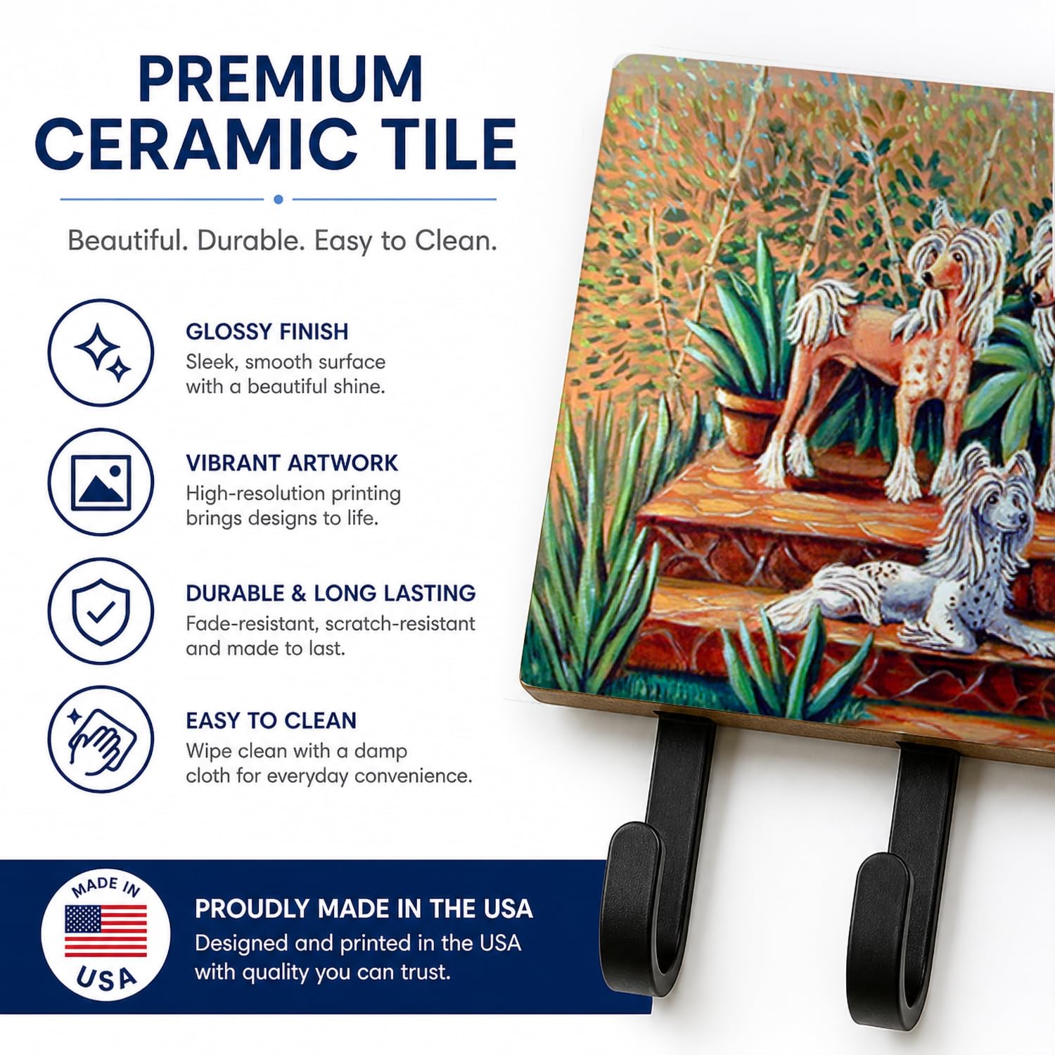 Caroline's Treasures 7505TH68 Chinese Crested Leash or Key Holder, Wall Hooks, Key Hooks Holder