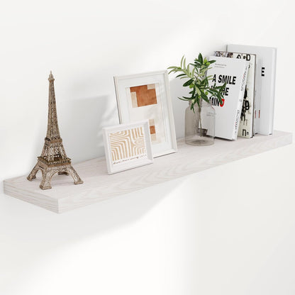 Floating Shelves 48 Inch Long, 48"W x 9"D Wall Shelf Invisible Bracket, 9 Inch Deep Floating Shelf for Wall, Rustic Wooden Shelves for Living Room, Kitchem, Bedroom, Brich Color, Set of 1