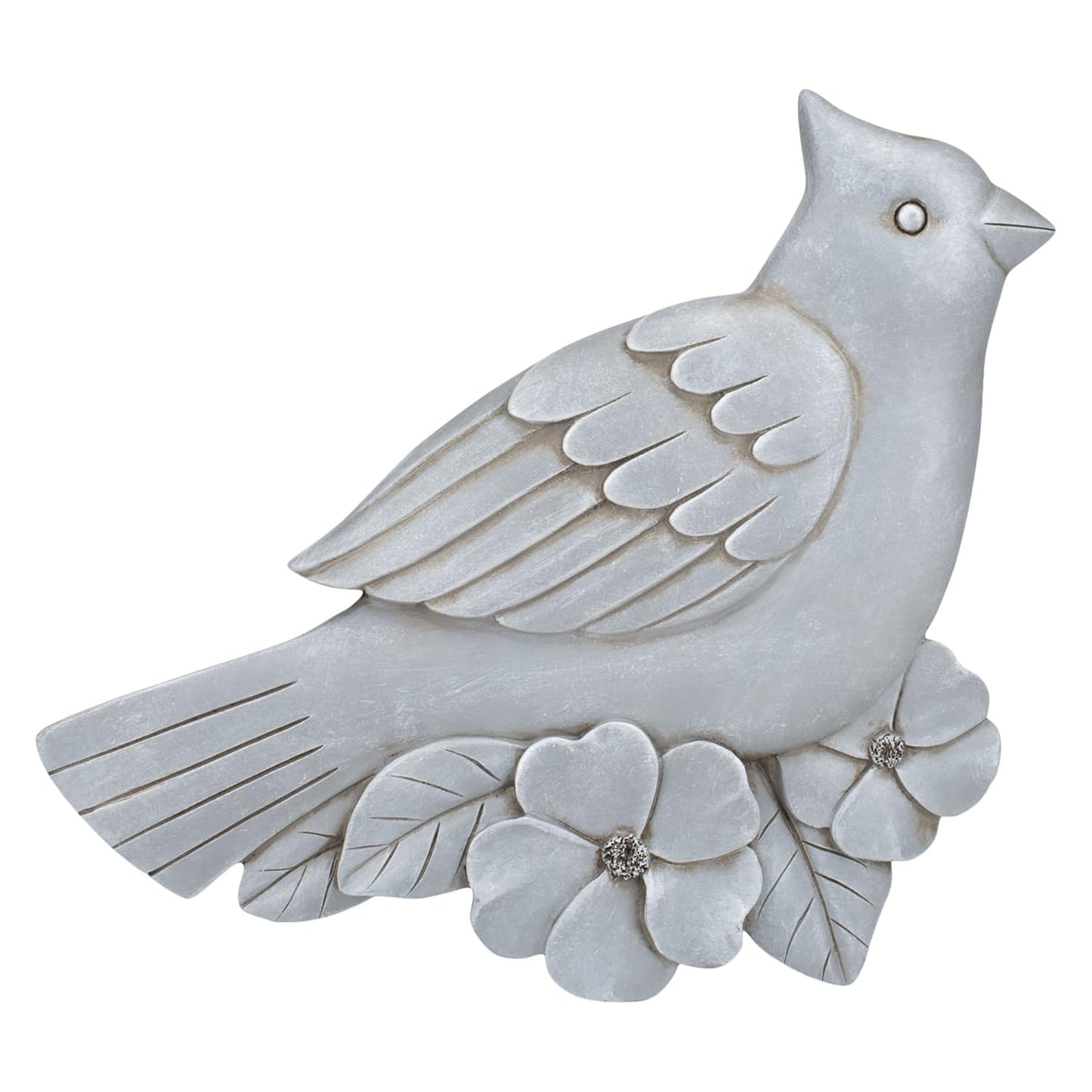 NAT & Jules Animal Character Shaped Dimensional Indoor Outdoor 11 inch Cast Resin Decorative Garden Stepping Stone, Patio, Walkway Sculpture Yard Art, Stone Grey Cardinal