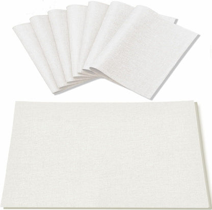 Cloth Placemats Set of 8, Linen Type Fabric Placemats Machine Washable Heat Resistant Placemats Wrinkle Free Thick Polyester Kitchen Place Mats for Dining Table (White)