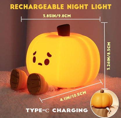 DREAMING MY DREAM Cute Pumpkin Lamp,Halloween Decor Night Light Silicone LED Lamp Rechargeable Bedside Touch Lamp,Nursery Pumpkin nightlight for Kids,Breastfeeding for Baby