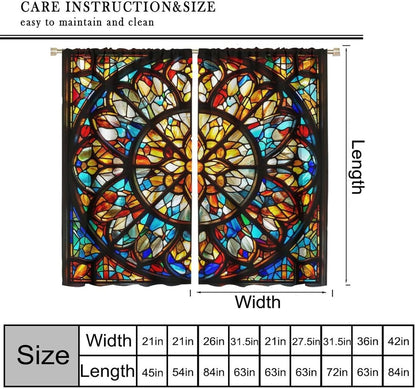 Stained Glass Curtains,Retro Mid Century Abstract Colorful Geometric Prints Home Decor Drapes for Bedroom Living Room Kitchen Window Treatment 2 Panels Set Total Size 42" W X 63" L Inch