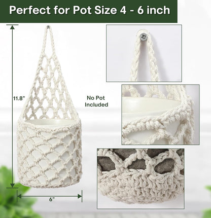 4PK Wall Planters for Indoor Plants, Macrame Plant Hanger | Wall Planter, Plant Hanger, Hanging Planter (2 Large + 2 Small)