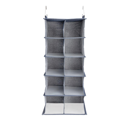 Household Essentials Hanging Cotton Blend and Plastic Closet Shoe Organizer with 10 Storage