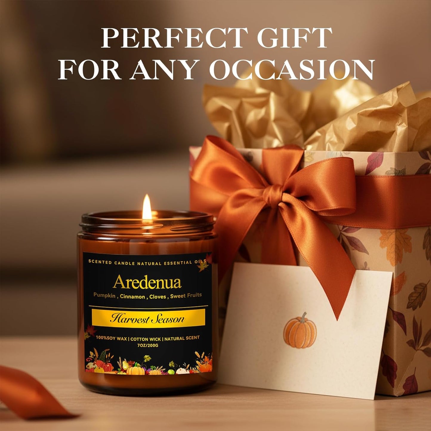 Harvest Season Candle - Fall Harvest Candle | Autumn Scented Candle - 7oz Soy Candles for Home Scented, Long Lasting Fall Scented Candle for Home, Cozy Seasonal Gift for Women Men