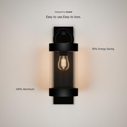 Wall Light Outdoor Lantern with Dusk to Dawn Sensor E26 Bulb (Not Include) Wall Mount Hang Lamp Wall Sconce Lighting Photocell Lights for Porch Front Door Garden IP44 Waterproof Max 28W