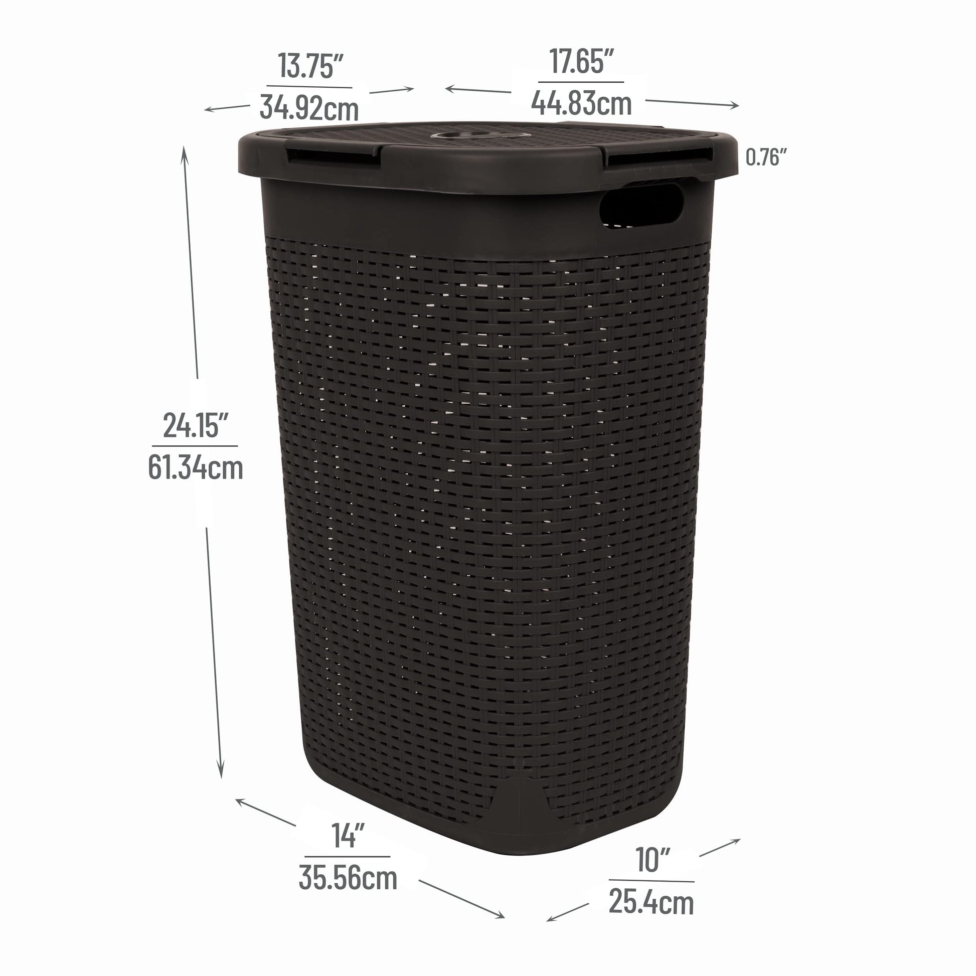 Mind Reader Slim Laundry Hamper with Lid, 60L Tall Clothes Basket, Narrow Tapered Design for