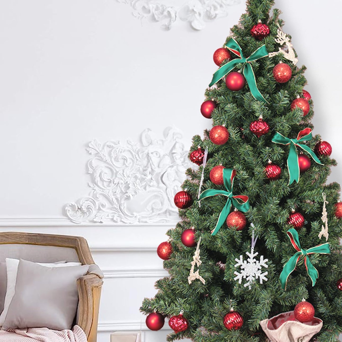 Every Day is Christmas Ornaments, Shatterproof Christmas Tree Ornament Set, Christmas Balls Decoration 35 Count (2.75"/70mm, New Red)