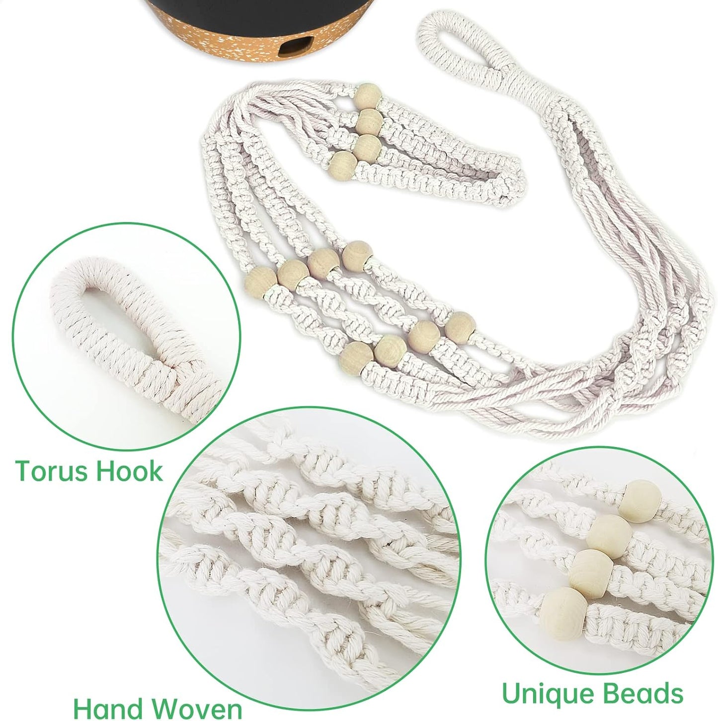 ZMTECH 2 Pack 10 Inch Hanging Planters with Macrame Plant Hanger for Indoor and Outdoor Plants, Self Watering, Drainage Hole, Visible Level Tray, Gray