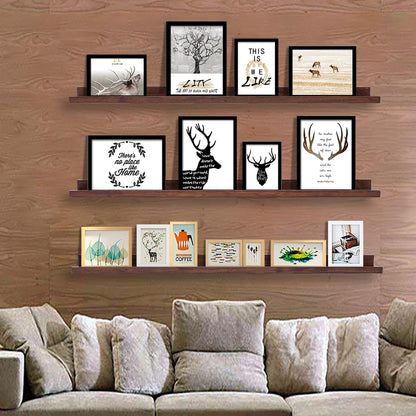 AZSKY Floating Shelves Deep Walnut for Wall Long Picture Ledge Shelf 48 Inch Beige Photo Ledge Shelves with Lip Wall Bookshelf for Kids Bedroom Living Room Bathroom Kitchen Wooden Spice Rack Set of 3