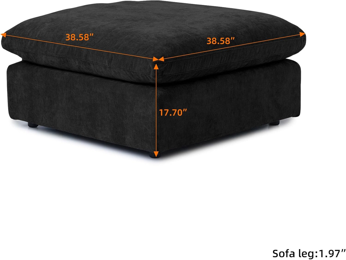JACH U Shaped Sectional Couches, Cloud Sectional Couch with Deep Seat, 119" Down Filled Modular Sofa with Chaise, Covers Removeable & Washable, Sofas Furniture for Living Room, Black