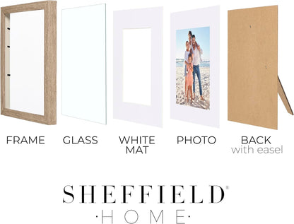 Sheffield Home 4 Piece Gallery Wall Frame Set, 8x10 Inch, Light Natural