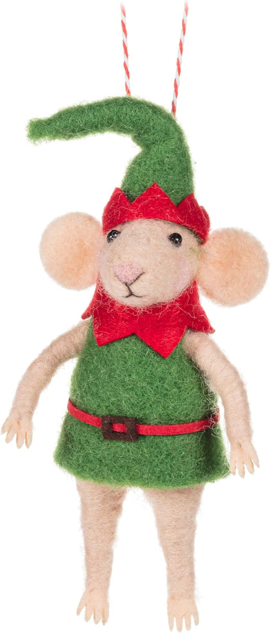 Abbott Collection Elf Mouse Ornament, Wool Felt (5.5" H)