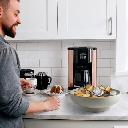 Large Decorative Concrete Bowl, Modern Handicraft Bowls for Home Decor, Decorative Fruit Bowl for Kitchen Counter, Stylish Key Bowl for Entry Table, Gray