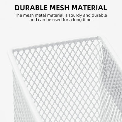 dedoot Magnetic Pencil Holder, Locker Pencil Holder Strong Magnetic Holder for Whiteboard Marker, 4.7x2.3x3.7inch Black Mesh Magnetic Holder for Fridge, Sponge, Recipe, Beverage,White