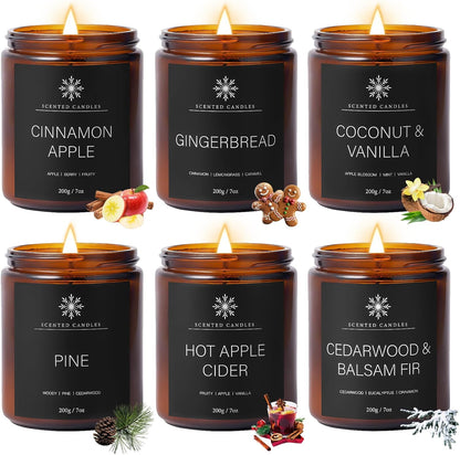 6 Pack Winter Candles for Home Scented, Aromatherapy Candles Gift for Women Men, 42oz 300 Hour Long Lasting Candle, Winter Candle Gift for Holiday, Gifts for Birthday, Valentine's Day