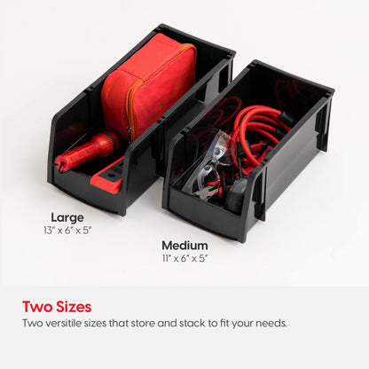 IRIS USA 4-Pack, Medium Stackable Storage Bins, Black
