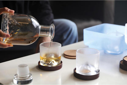 The Peaks Heavy Crystal Whiskey Glasses Gift Set of 4, Thick Freezable Bourbon Glass 1lb Each, Premium Whiskey Gifts for Men, Frozen Crystal Chills Cocktails, 10 oz